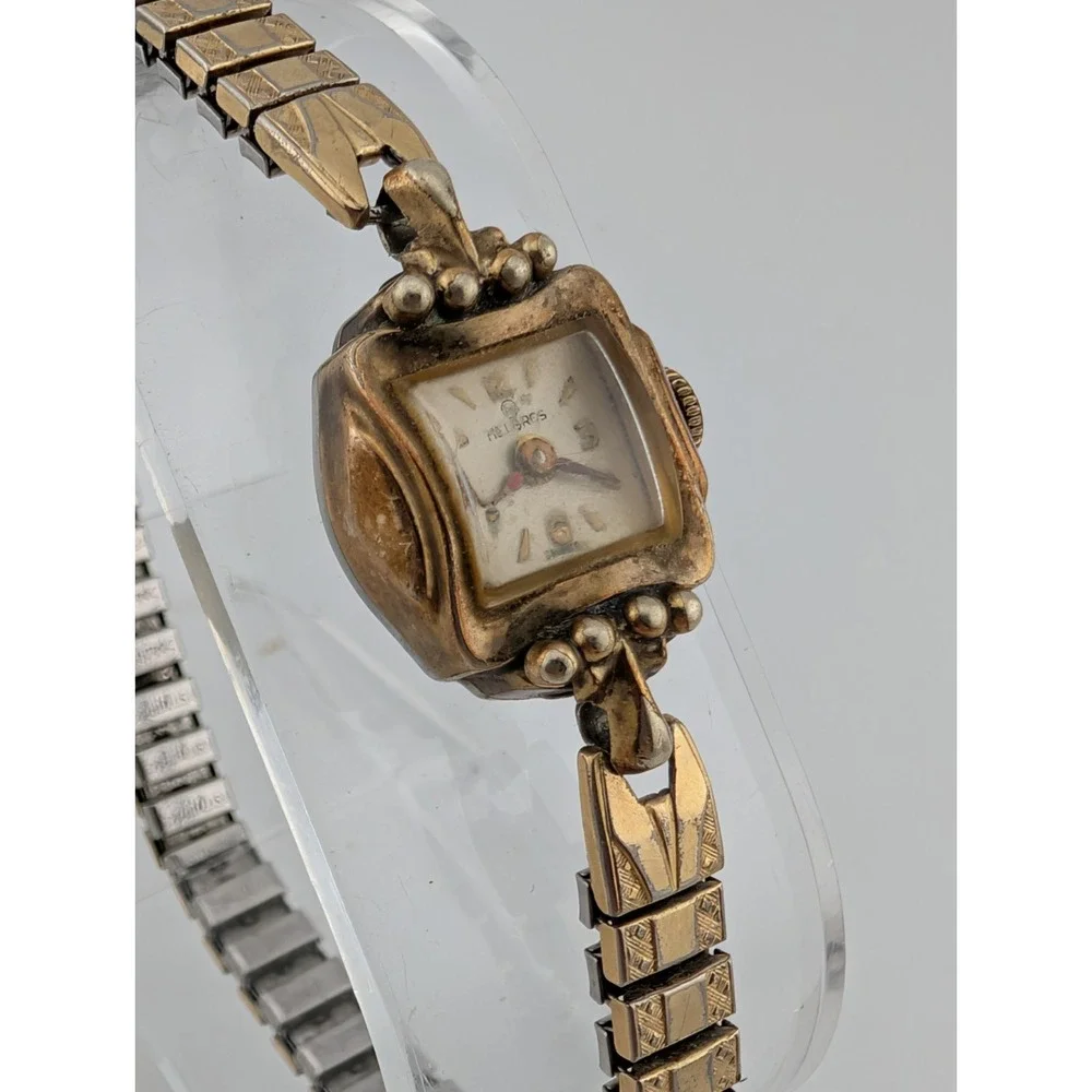 Vintage Helbros Swiss Mechanical Watch 16mm 10K RGF Case Stretch‎ Band- Working